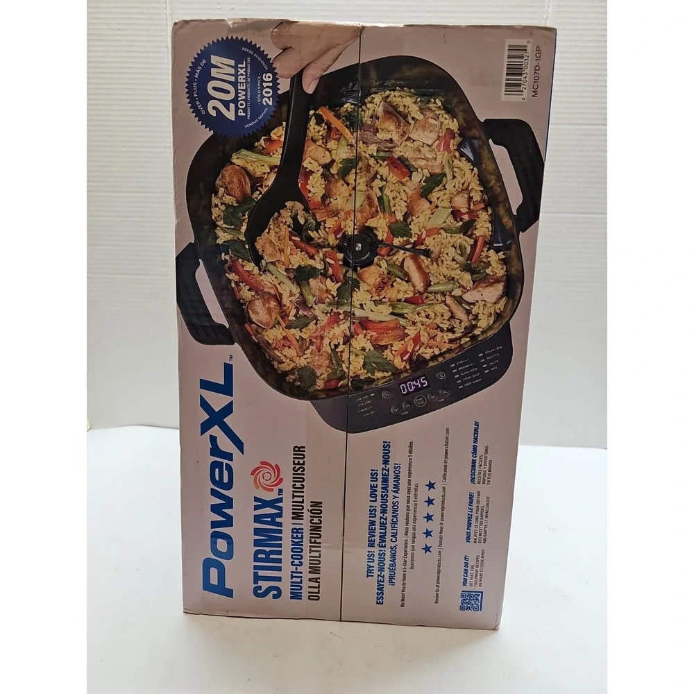 Power XL StirMax 7.5 Qt Multi-Cooker with Auto Stir/Shred Paddle w/ 9 PresetsNew